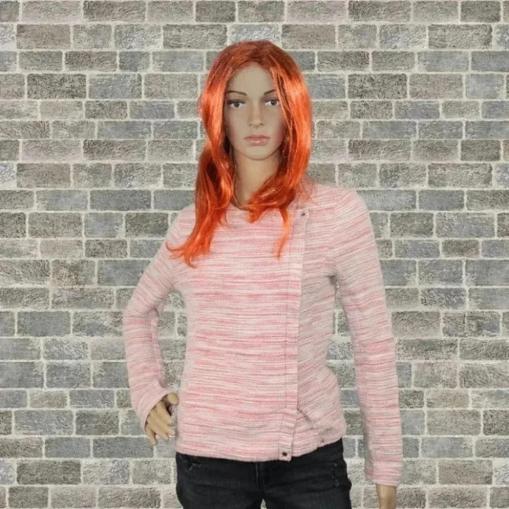 Atmosphere Pink Button Zip Sweater Jacket Size 2